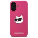 Oryginalne Etui IPHONE 16 Karl Lagerfeld Hardcase Silicone Choupette Head Print MagSafe (KLHMP16SSCHPPLF) fuksja