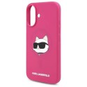 Oryginalne Etui IPHONE 16 Karl Lagerfeld Hardcase Silicone Choupette Head Print MagSafe (KLHMP16SSCHPPLF) fuksja