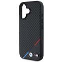 Oryginalne Etui IPHONE 16 PLUS BMW Hardcase Carbon Tricolor Line MagSafe (BMHMP16M23PUDTK) czarne