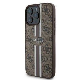 Oryginalne Etui IPHONE 16 PRO Guess Hardcase 4G Printed Stripes MagSafe (GUHMP16LP4RPSW) brązowe