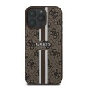 Oryginalne Etui IPHONE 16 PRO Guess Hardcase 4G Printed Stripes MagSafe (GUHMP16LP4RPSW) brązowe