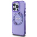 Oryginalne Etui IPHONE 16 PRO Guess Hardcase IML Flowers Wreath MagSafe (GUHMP16LHFWFCU) purpurowe