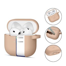 Etui do APPLE AIRPODS 4 Tech-Protect Silicone Hook Caffe Latte