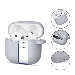 Etui do APPLE AIRPODS 4 Tech-Protect Silicone Hook Crayon Grey