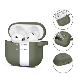 Etui do APPLE AIRPODS 4 Tech-Protect Silicone Hook Olive Green