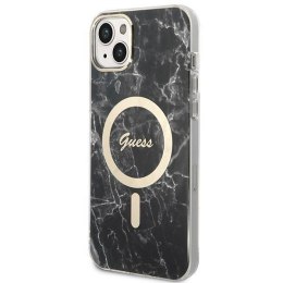 Oryginalne Etui IPHONE 14 Guess Hardcase Marble MagSafe + Wireless Charger (GUBPP14MH4EACSP) czarne