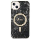 Oryginalne Etui IPHONE 14 Guess Hardcase Marble MagSafe + Wireless Charger (GUBPP14MH4EACSP) czarne