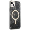 Oryginalne Etui IPHONE 14 Guess Hardcase Marble MagSafe + Wireless Charger (GUBPP14MH4EACSP) czarne