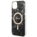 Oryginalne Etui IPHONE 14 Guess Hardcase Marble MagSafe + Wireless Charger (GUBPP14MH4EACSP) czarne