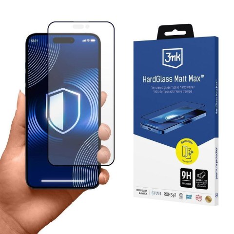 Szkło Hartowane 5D IPHONE 16 PRO 3mk HardGlass Max Matt czarne