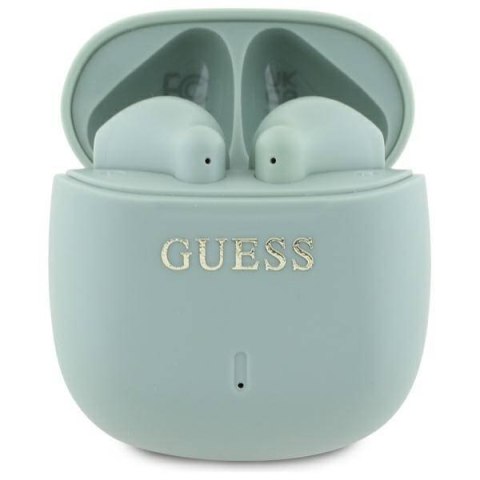 Guess słuchawki Bluetooth GUTWSJ14ESGN TWS + stacja dokująca zielony/green Printed Classic Logo