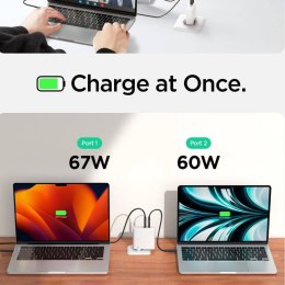 Ładowarka sieciowa SPIGEN ArcStation Pro GaN-1402, 2x USB-C, 140W biała