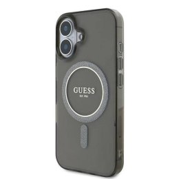 Oryginalne Etui IPHONE 16 PLUS Guess Hardcase IML Glitter Circle MagSafe (GUHMP16MHFGEREK) czarne