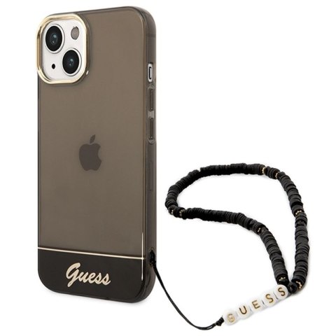 GUESS IPHONE 14 PLUS TRANSLUCENT PEARL STRAP GUHCP14MHGCOHK CZARNY/BLACK