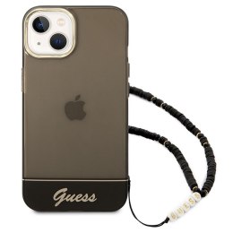 GUESS IPHONE 14 PLUS TRANSLUCENT PEARL STRAP GUHCP14MHGCOHK CZARNY/BLACK