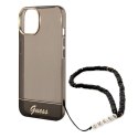 GUESS IPHONE 14 PLUS TRANSLUCENT PEARL STRAP GUHCP14MHGCOHK CZARNY/BLACK