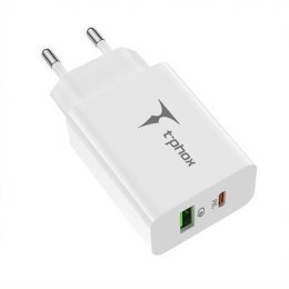 Ładowarka sieciowa T-PHOX SPEEDY USB-C 20W + USB 18W QC 3.0 BIAŁA/WHITE