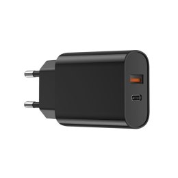 WIWU Ładowarka Sieciowa Wi-U002 PD + QC 20W 1x USB 1x USB-C czarny