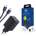 3MK ładowarka sieciowa HYPER CHARGER 45W PD+USB Z KABLEM UBS-C/USB-C CZARNA