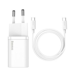 Ładowarka sieciowa BASEUS SUPER SI QC 1C 25W + KABEL USB-C/USB-C 1M BIAŁA/WHITE