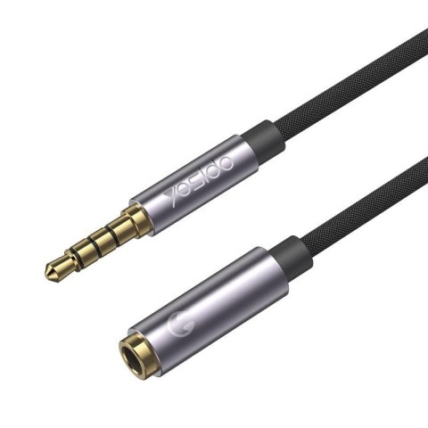 Yesido Kabel Audio YAU26 3.5mm Aux Male - 3.5mm Aux Female, 1m, BLACK / CZARNY