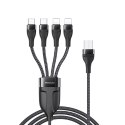 Yesido Kabel CA111 USB-4w1 (2xType-C + 2xLightning) 1.2m 4A, BLACK / CZARNY