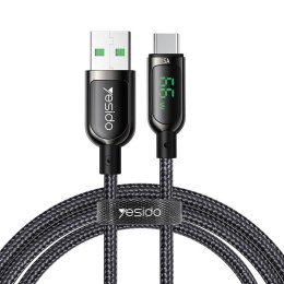 Yesido Kabel CA85 LED 60W USB-Type-C 1.2m 5A, BLACK / CZARNY