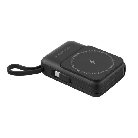 POWERBANK indukcyjny Kruger&Matz 10000 mAh magnetyczny z kablem czarny