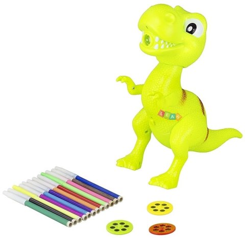 Projektor Dinozaur T-Rex Do Rysowania Malowania 18 Obrazków Pisaki 2w1