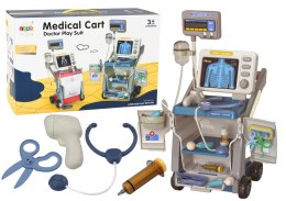 Zestaw Małego Doktora Wózek Medyczny RTG EKG Światła Niebieski 16 el.