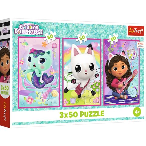 Puzzle - 3x50 - Poznajcie Gabby i kotki - Koci Domek Gabi - Trefl 34876