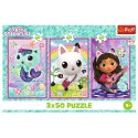 Puzzle - 3x50 - Poznajcie Gabby i kotki - Koci Domek Gabi - Trefl 34876