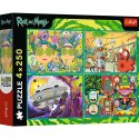Puzzle - 4x250 - Zakręcony świat Ricka i Morty'ego - Warner Rick and Morty - Trefl 13338
