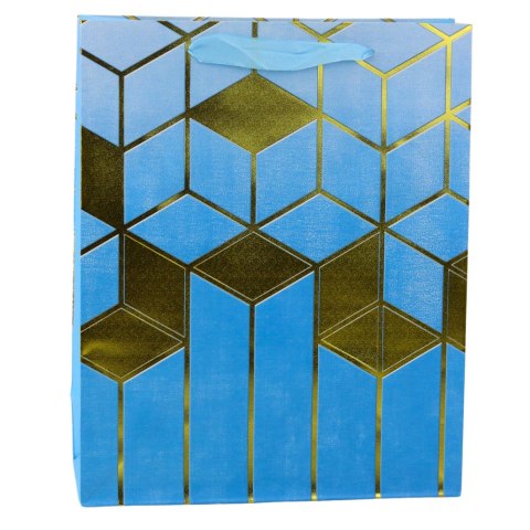 Torba Prezentowa Papierowa Wzory Geometryczne Złote 32 x 26 x 12 cm