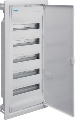 Rozdzielnica p/t z drzwiami metalowymi, 5 rzędów, 60 modułów, IP30, HAGER Volta VU60NC