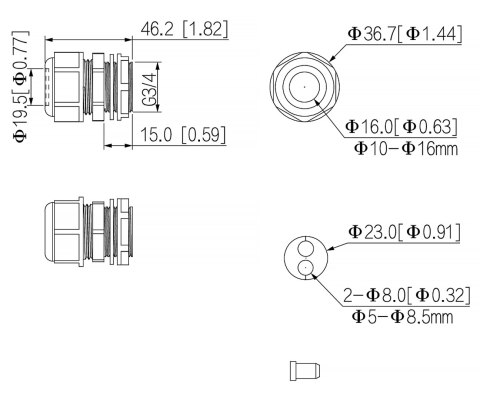 DŁAWNICA IZOLACYJNA G3416GW IP68 3/4 "