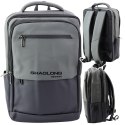 Plecak Miejski Biznesowy USB Kieszeń Na Laptopa Czarno Szary 16L 41cm