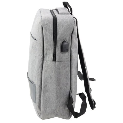 Plecak Miejski Biznesowy USB Przegroda Środkowa Szary 14L 40cm