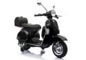 Skuter na Akumulator Vespa Dla Dzieci Światła LED Panel MP3 Czarny