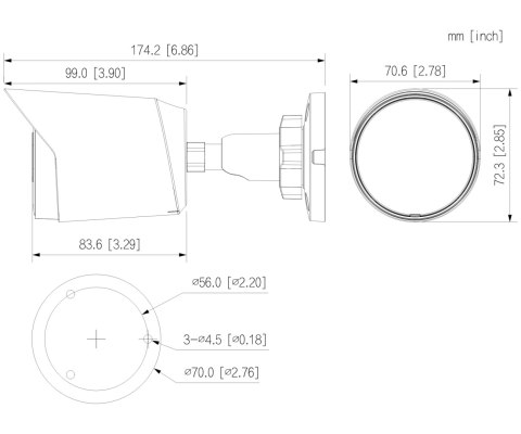 KAMERA AHD, HD-CVI, HD-TVI, CVBS HAC-HFW1239T-A-LED-0280B-S3 Full-Color - 1080p 2.8 mm DAHUA