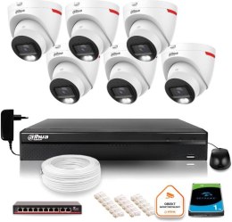 Zestaw monitoringu IP DAHUA 6 kamer zewnętrznych WizColor 2K 30m