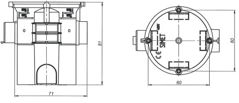 Puszka instalacyjna p/t 60 łączona, ekstra-głeboka S60GF | 33008008 Simet
