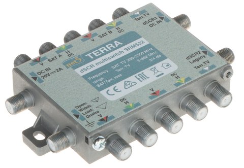 MULTISWITCH PRZELOTOWY UNICABLE I/II SRM-522 5 WEJŚĆ / 5 WYJŚĆ + 2 WYJŚCIA UNICABLE TERRA