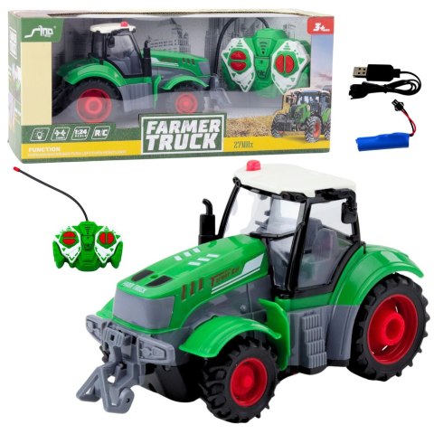 Ciągnik Traktor Rolniczy Zdalnie Sterowany RC Zielony 1:24