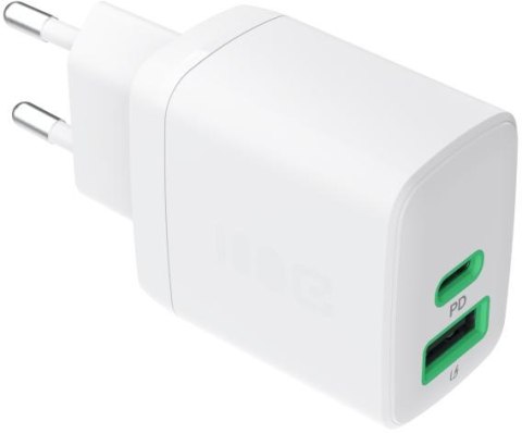 ŁADOWARKA SIECIOWA Greencell PowerSource Duo30 30W 1xUSB-C 1xUSB-A PD 3.0 QC 4.0+ biała