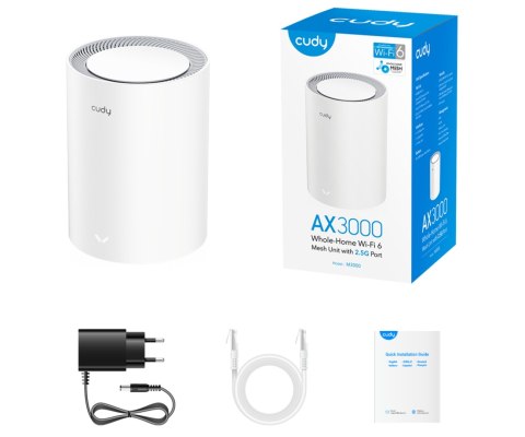 DOMOWY SYSTEM WI-FI MESH M3000(1-PACK) Wi-Fi 6 2.4 GHz, 5 GHz, 574 Mb/s + 2402 Mb/s CUDY
