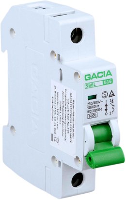 Wyłącznik nadmiarowoprądowy,6kA,B,1-pole,20A GACIA SB6L B 1P 20A