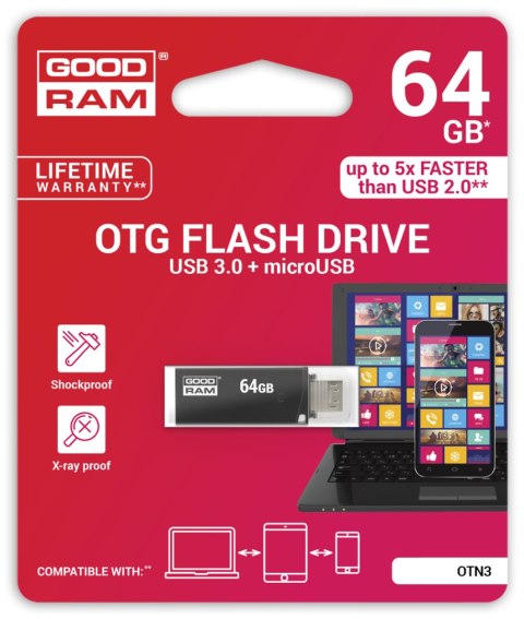 Pendrive Goodram USB 3.0 + microUSB 64GB OTG czarny