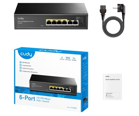SWITCH POE FS1006P 4-PORTOWY CUDY