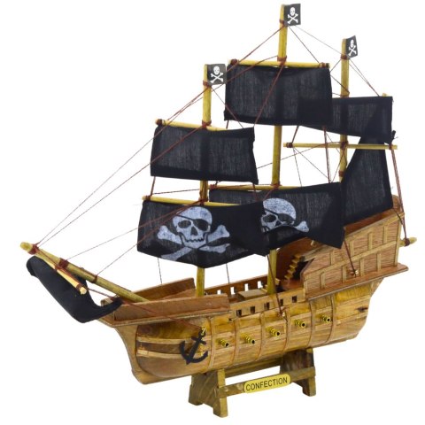 Model Kolekcjonerski Dekoracyjny Statek Żaglowiec Piracki Czarny 33x29cm